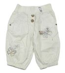 Bílé plátěné capri kalhoty s motýlky Next