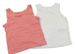 2x - Bílá + růžová košilka 
