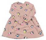Růžové puntíkované bavlněné šaty s tučňáky M&S