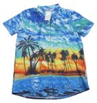Modrá havajská košile s palmami Funnycokid