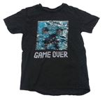 Černé melírované tričko s Minecraft z překlápěcích flitrů Next