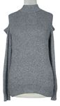 Dámský šedo-černý třpytivý žebrovaný svetr s volnými rameny F&F
