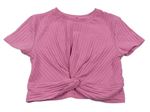 Růžové žebrované crop tričko George