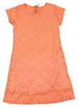 Neonově oranžové krajkové šaty 