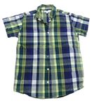 Tmaovmodro-zelená kostkovaná košile Bluezoo