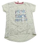 Krémové vzorované tričko s třpytivým nápisem