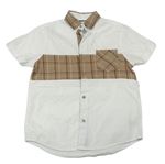 Bílo-béžová košile s kostkovaným vzorem a kapsičkou Next
