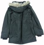 Černá šusťáková zimní bunda s kapucí s chlupem 