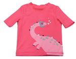 Křiklavě růžové UV tričko s dinosaurem carter's