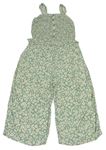 Zelený květovaný kalhotový overal s knoflíky Tu