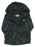 Tmavozeleno-šedá vzorovaná šusťáková jarní bunda s kapucí F&F