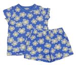 2set- modré květinové tričko+ kraťasy Next