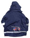 Tmavomodrá nepromokavá bunda s hasičem a kapucňou