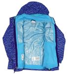 3v1 Modrá kockovaná šušťáková bunda s kapucí + fleecová mikina zn. Columbia