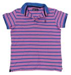 Růžovo-modré pruhované polo tričko s výšivkou Next