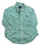 Zeleno-bílá pruhovaná košile s výšivkou Ralph Lauren