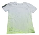 Bílo-neonově zelené tričko s ovladačem a sluchátky a pruhem Next