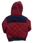 Červeno-tmavomodrá šušťáková zimná bunda s kapucňou zn. C&A