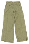 Béžové plátenné nohavice s kvietkami s flitrami zn. M&S