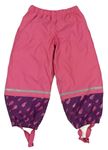 Růžovo-fialové nepromokavé zateplené kalhoty s kapkami Lupilu