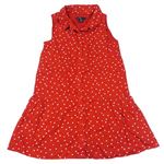 Červené plátěné propínací šaty s hvězdami a límečkem GAP