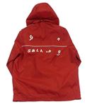 Červená šušťáková športová bunda s pruhmi a číslom s kapucňou zn. Adidas