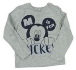 Šedé melírované triko s Mickeym Disney