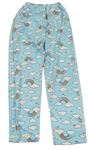 Světlemodré pyžamové kalhoty s duhami a mráčky 