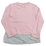 Růžové úpletové triko s halenkovým lemem C&A