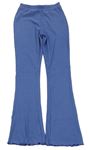 Modré žebrované úpletové kalhoty New Look