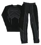 2Set - Černo-šedé funkční sportovní thermo spodní triko + spodní kalhoty NORDE