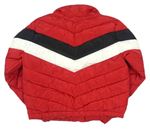 Červeno-bielo-čierna šušťáková zimná crop bunda zn. New Look