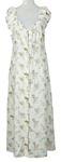 Dámské smetanové květované lněné šaty Primark 