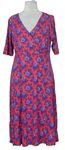 Dámksérůžovo-modré květované šaty EAST 