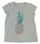 Šedé melírované tričko s ananasem Next