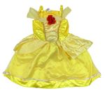 Žluté saténové šaty se síťovinou 
