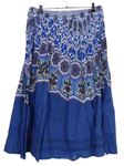 Dámská modrá vzorovaná plátěná midi sukně 