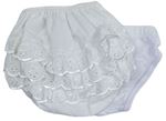 2Set - Biele nohavičky s mašličkou zn. impidimpi + smetanové plátěné kalhotky na plenky s volánky s madeirou