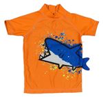 Neonově oranžové UV tričko se žralokem Next