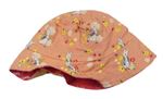 Ružový obojstranný klobúk s králíčky a kvietkami