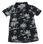 Černé polo tričko s palmami H&M