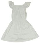 Bílé šaty s volánem s madeirou Primark