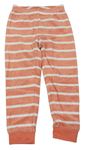 Oranžovo-bílé pruhované sametové pyžamové kalhoty Pocopiano