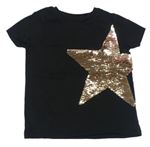 Černé tričko s hvězdou z překlápěcích flitrů Next