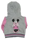 Sivo-ružová prepínaci mikina s Minnie a kapucňou zn. Disney