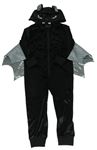 Kostým - Černo-šedá sametová kombinéza s kapucí - netopýr H&M