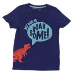 Tmavomodré tričko s dinosaurem a nápisem V by Very