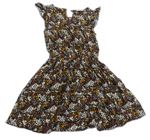 Antracitovo-hnědo-béžové květované lehké šaty Next