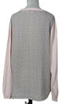 Dámsky svetloružová -vzorovaný ľahký sveter s halenkovou vsadkou zn. Next