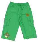 Zelené plátěné crop kalhoty s kapsami a úpletovým pasem C&A